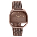 Fastrack Style Up Quartz Analog Brown Dial Brown Stainless Steel Strap Watch For Girls