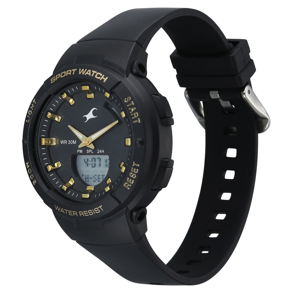 Fastrack StreetStyle Quartz Analog Black Dial Black Plastic Strap Watch For Girls