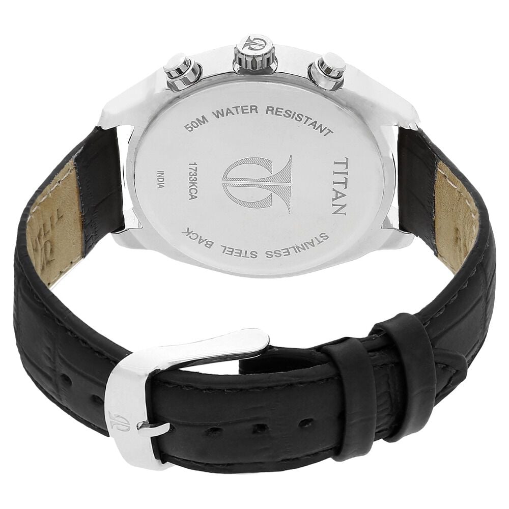 Titan Quartz Multifunction Silver Dial Leather Strap Watch for Men