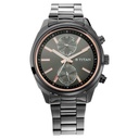 Titan Men's Metropolitan Luxe: Multifunction Mono black Dial with Two-Tone Stainless Steel Bracelet Watch
