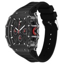 SF Maiden Voyage Sport Watch Black dial And Strap wih red accents Tonneau Shaped Case with Multifunction movement
