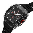 SF Maiden Voyage Sport Watch Black dial And Strap wih red accents Tonneau Shaped Case with Multifunction movement