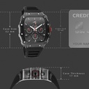 SF Maiden Voyage Sport Watch Black dial And Strap wih red accents Tonneau Shaped Case with Multifunction movement