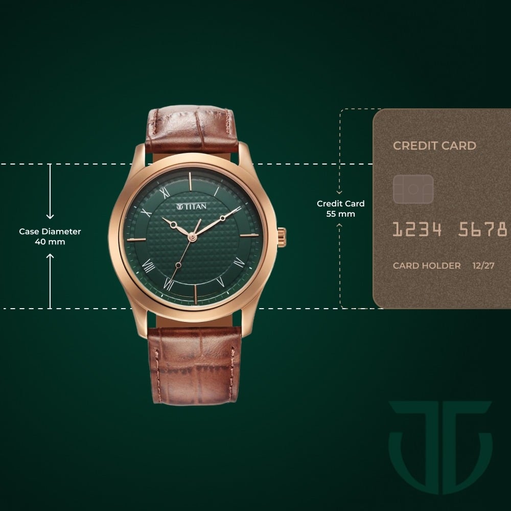 Titan Karishma Green Dial Analog Leather Strap Watch for Men