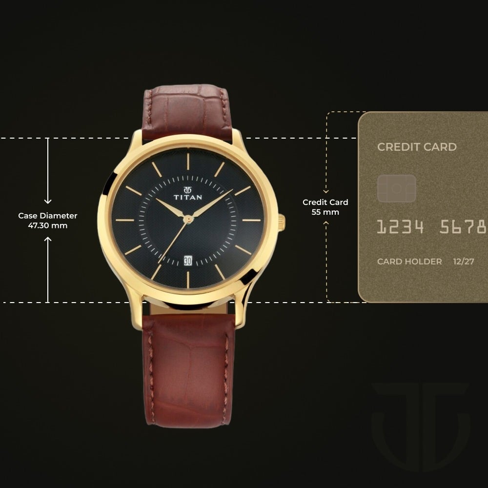 Titan Quartz Analog with Date Black Dial Leather Strap Watch for Men