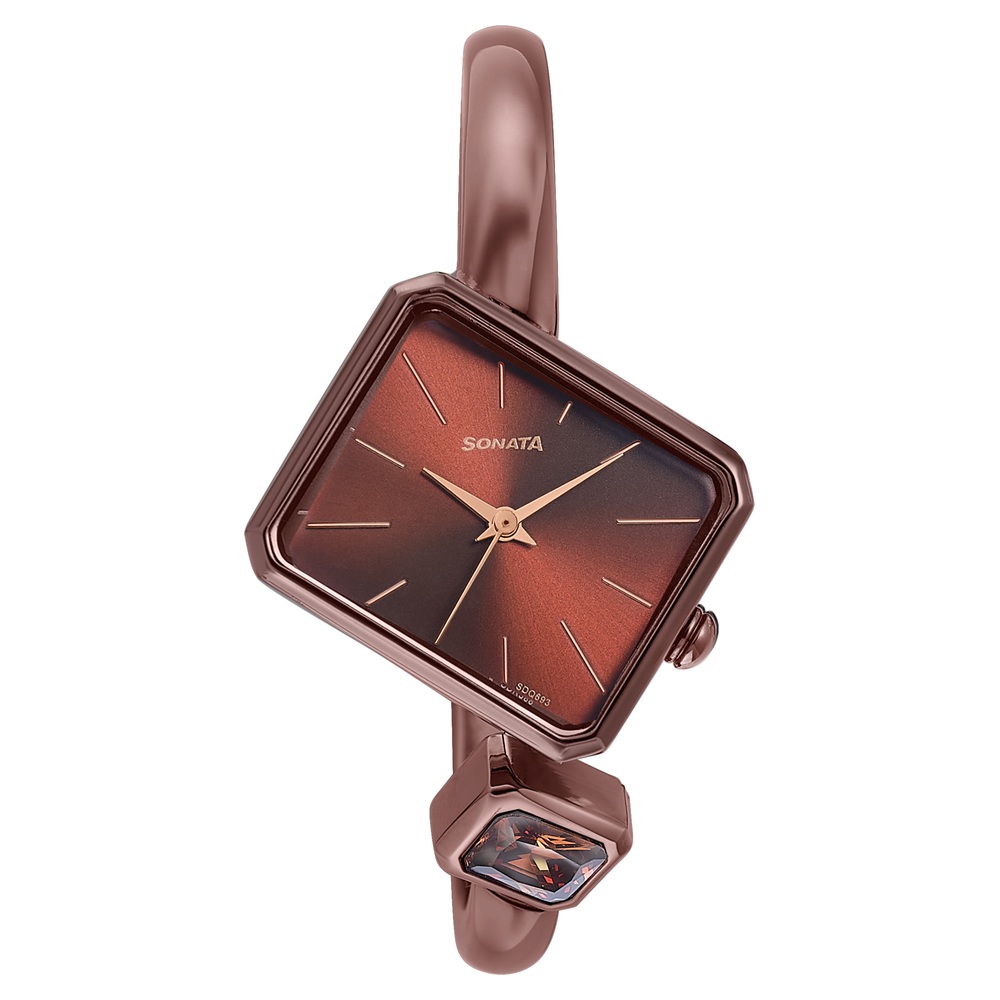 Sonata Wedding Edit Quartz Analog Brown Dial Metal Strap Watch For Women