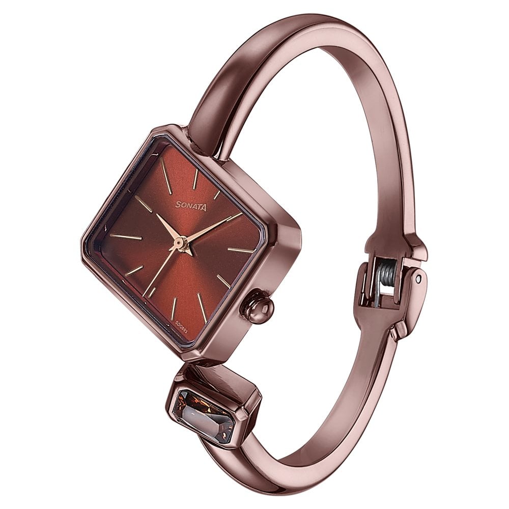 Sonata Wedding Edit Quartz Analog Brown Dial Metal Strap Watch For Women