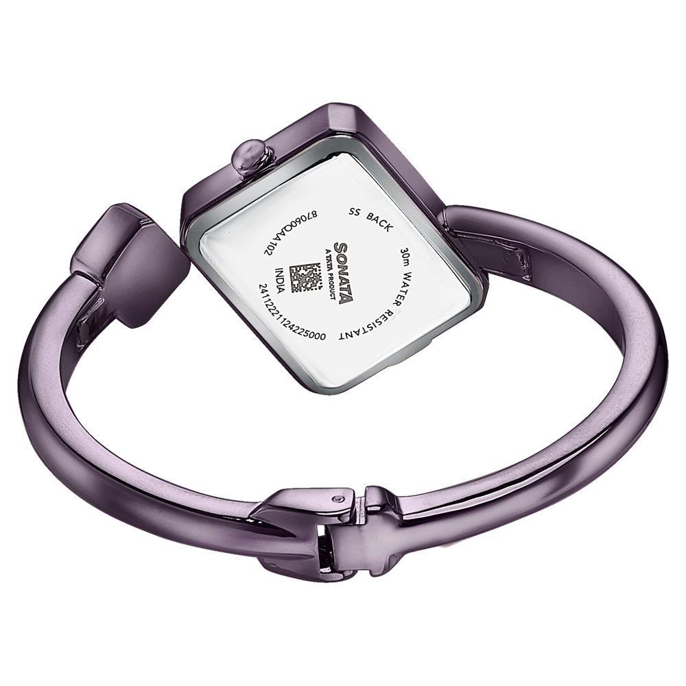 Sonata Wedding Edit Quartz Analog Purple Dial Metal Strap Watch For Women