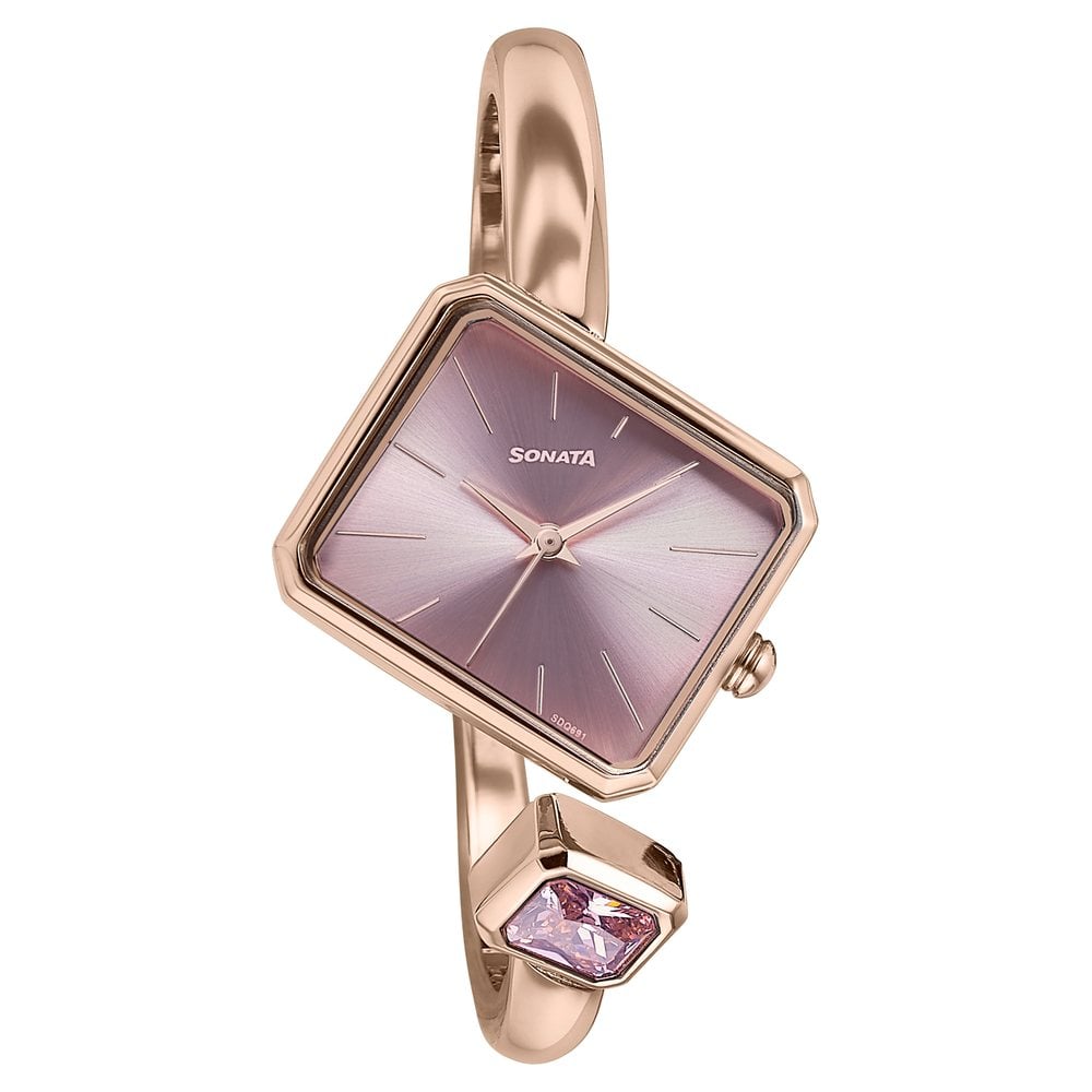 Sonata Wedding Edit Quartz Analog Pink Dial Metal Strap Watch For Women