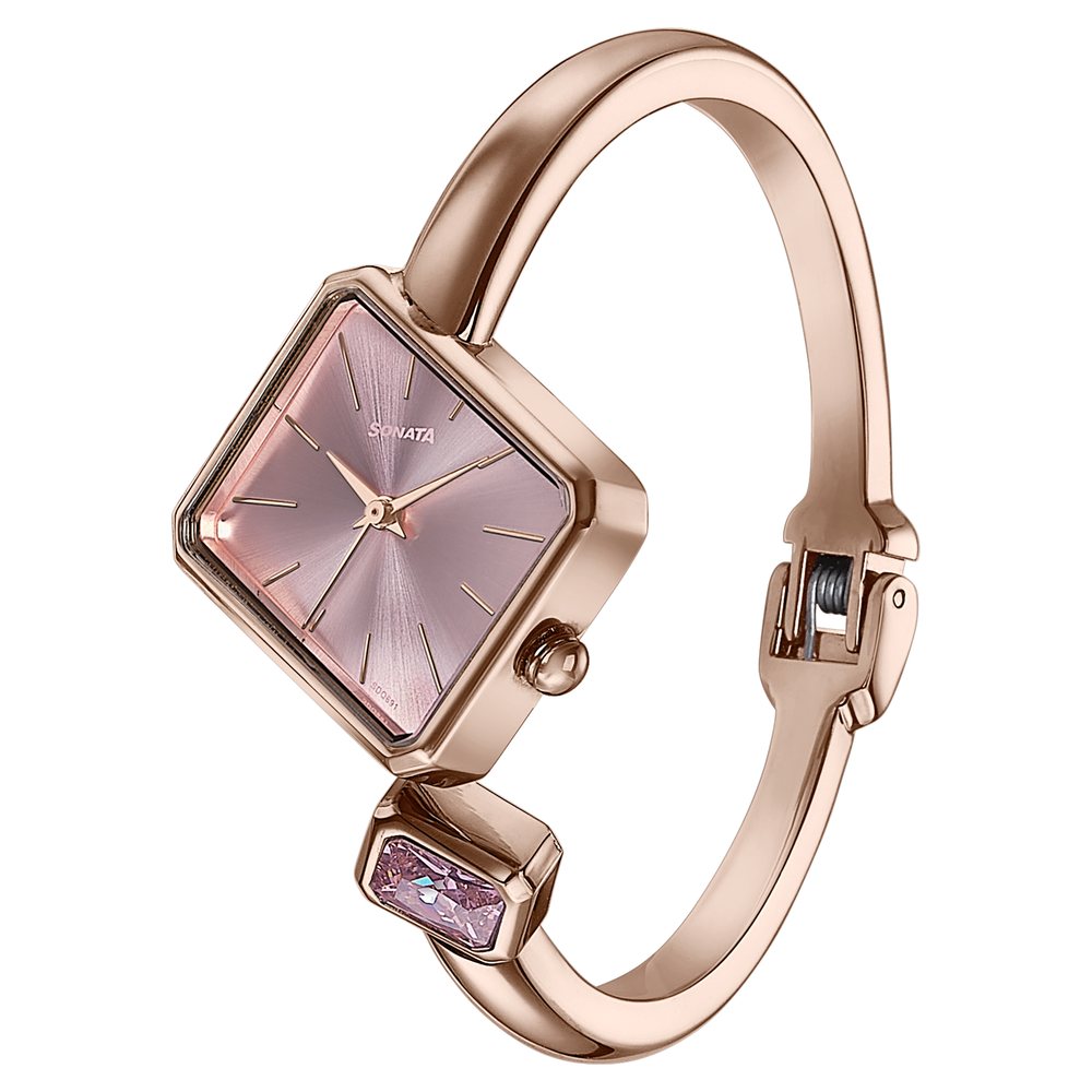 Sonata Wedding Edit Quartz Analog Pink Dial Metal Strap Watch For Women