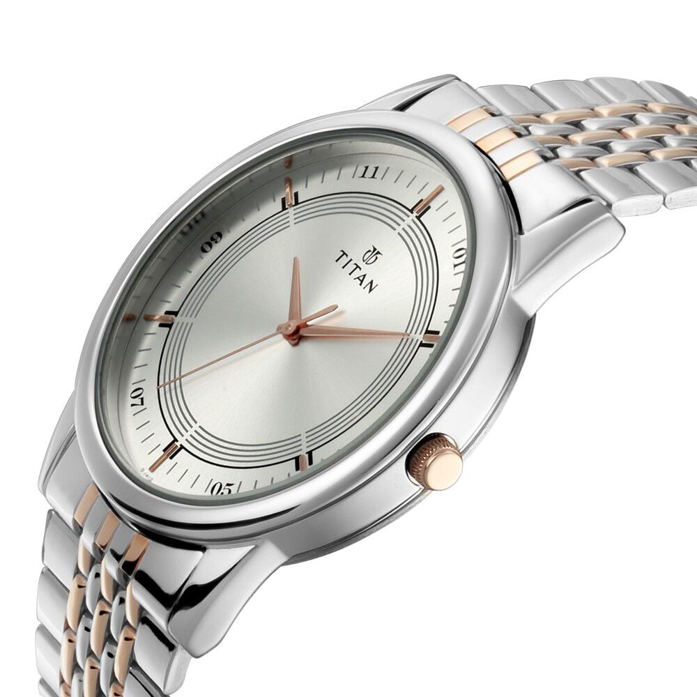 Titan Bandhan Quartz Analog Silver Dial Stainless Steel Strap Watch for Couple