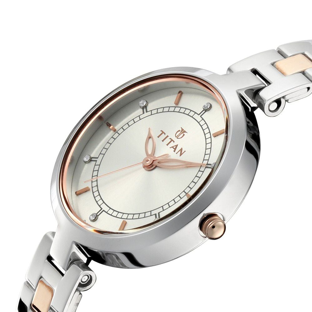Titan Bandhan Quartz Analog Silver Dial Stainless Steel Strap Watch for Couple