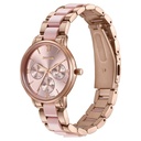 Sonata Festive Quartz Multifunction Pink Dial Two Toned Acetate And Metal Strap Watch For Women
