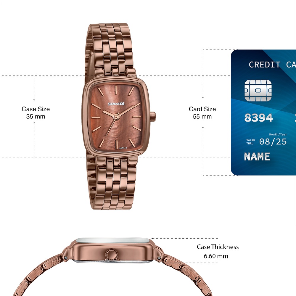 Sonata Festive Quartz Analog Brown Dial Brown Metal Strap Watch For Women
