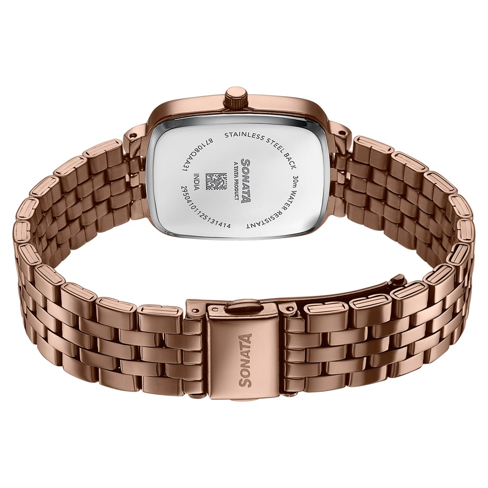 Sonata Festive Quartz Analog Brown Dial Brown Metal Strap Watch For Women