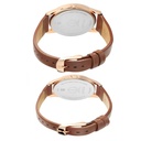 Titan Quartz Analog with Day and Date Silver Dial Leather Strap Watch for Couple