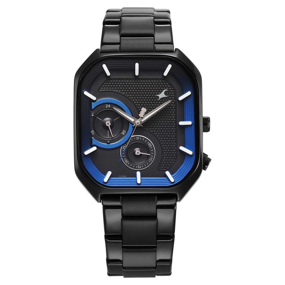 Fastrack Groove Multifunction Grey Dial Metal Strap Guy's Watch with Lume indices