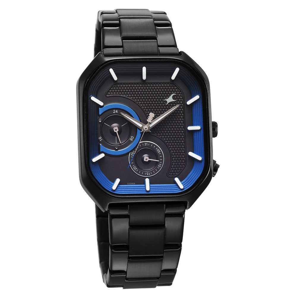 Fastrack Groove Multifunction Grey Dial Metal Strap Guy's Watch with Lume indices