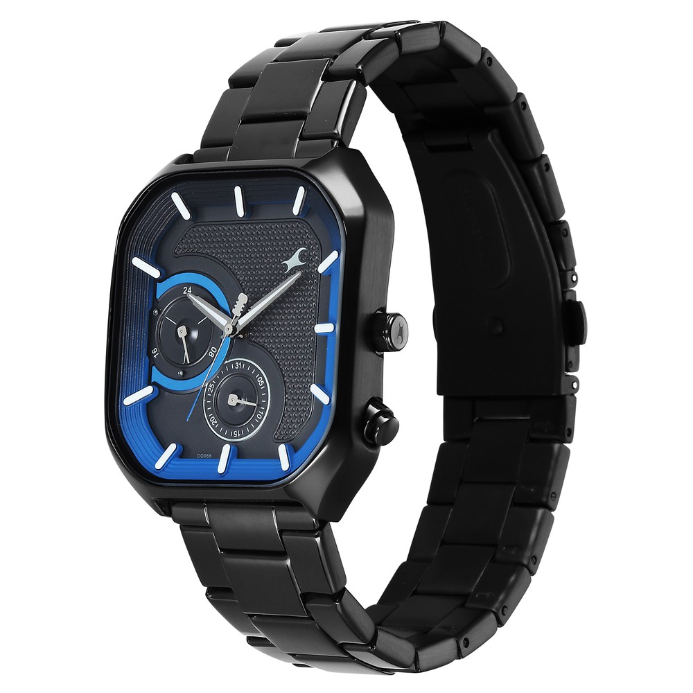 Fastrack Groove Multifunction Grey Dial Metal Strap Guy's Watch with Lume indices