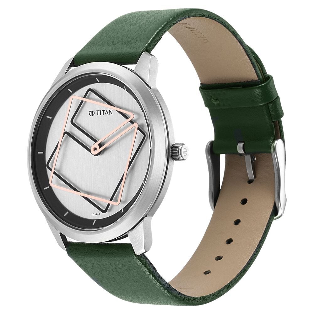 Titan Men's Urban Edge Lustrous Silver Dial Leather Watch