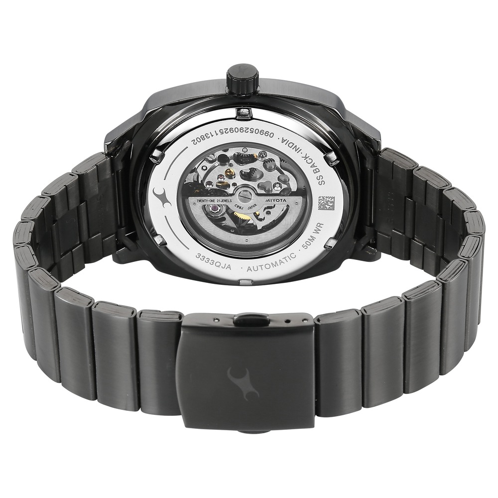 Fastrack Automatics Collection Pink Dial Grey Stainless Steel Strap Watch For Guys