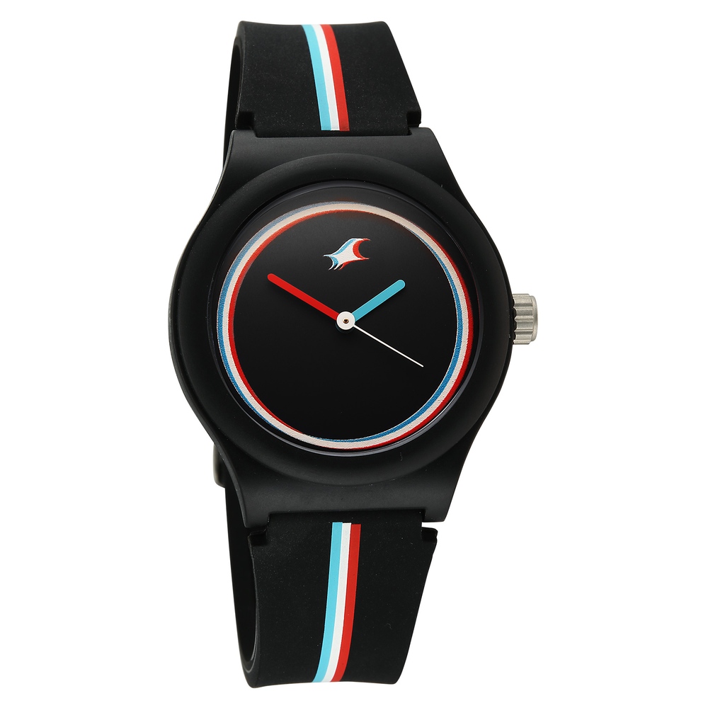 Fastrack Zine Quartz Analog Black Dial Black Silicone Strap Watch For Girls