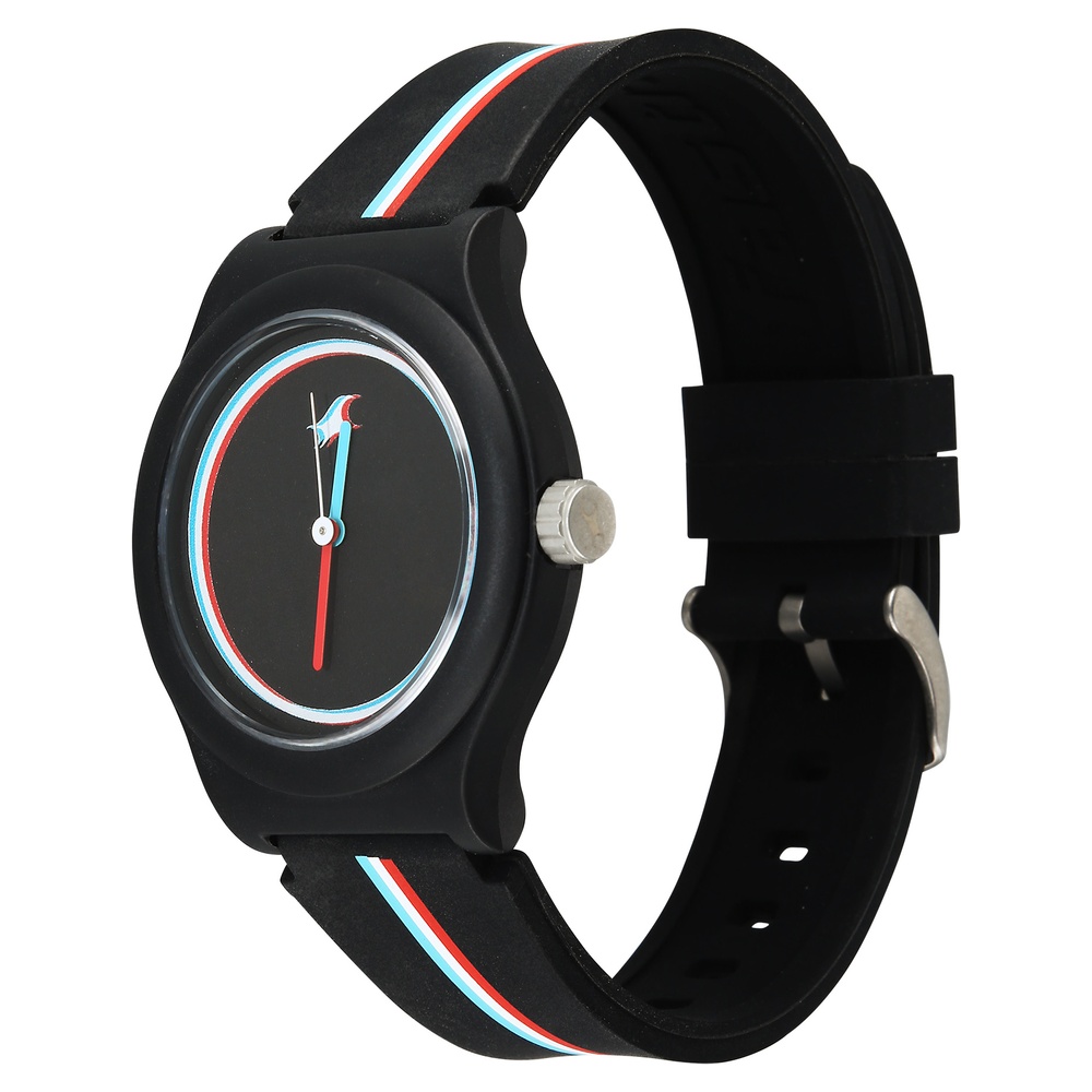 Fastrack Zine Quartz Analog Black Dial Black Silicone Strap Watch For Girls