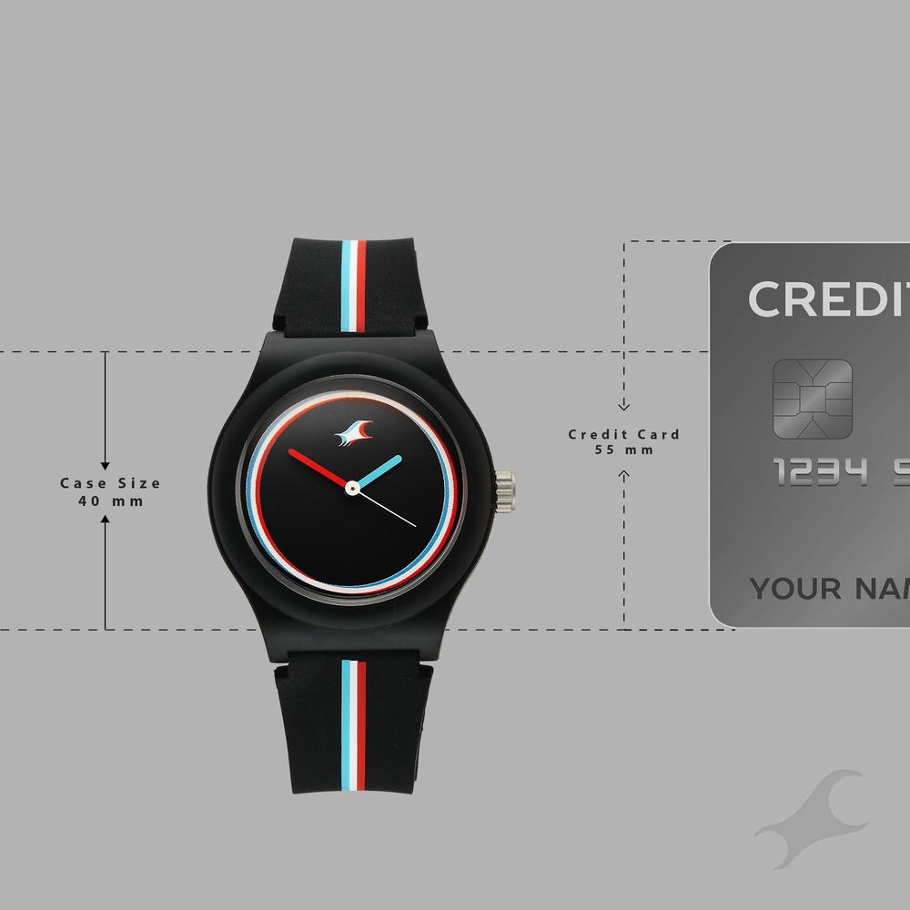 Fastrack Zine Quartz Analog Black Dial Black Silicone Strap Watch For Girls