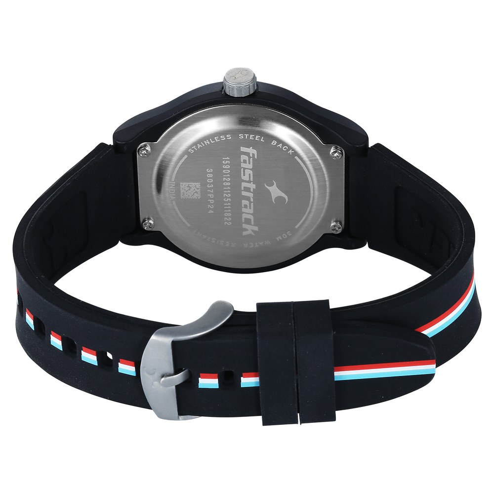 Fastrack Zine Quartz Analog Black Dial Black Silicone Strap Watch For Girls