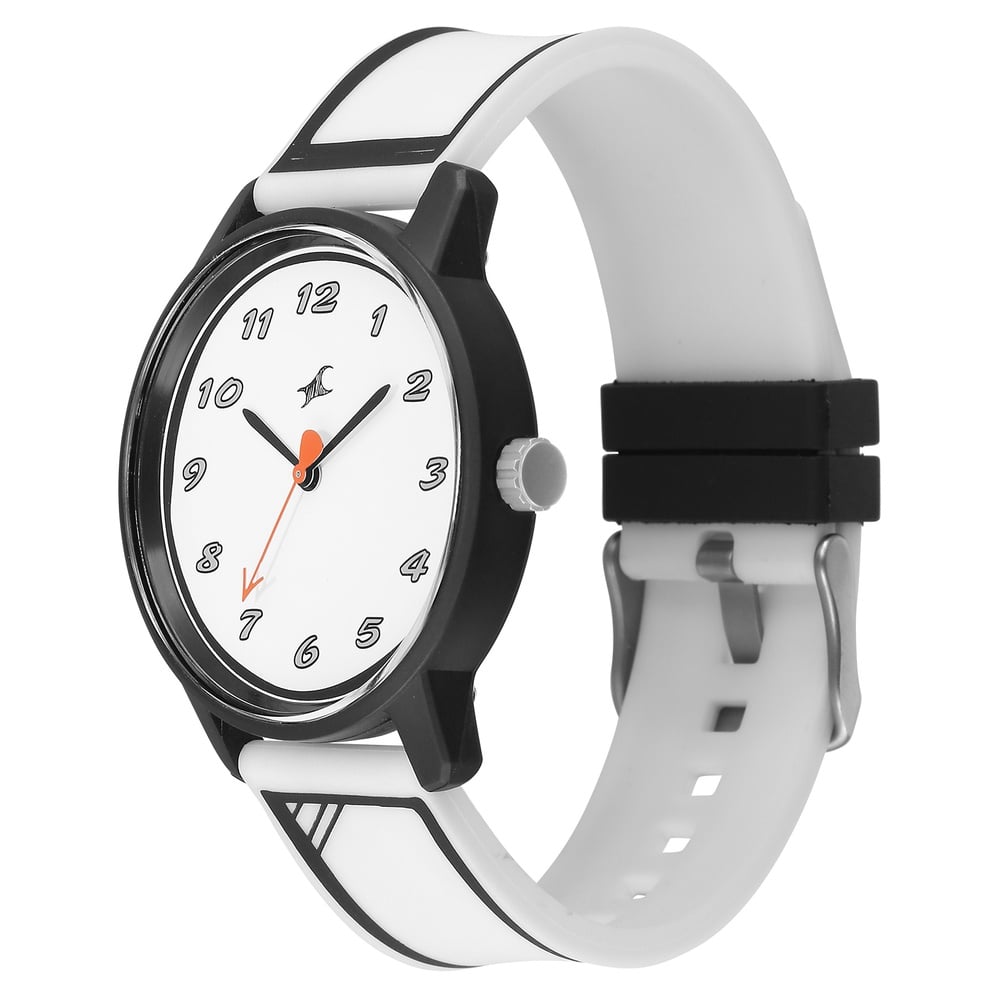 Fastrack Zine Quartz Analog White Dial White Silicone Strap Watch For Guys