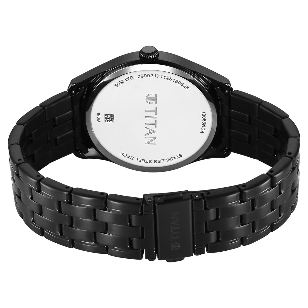 Titan Neo Roman Analog with Black Dial Black Stainless Steel Strap Watch for Men