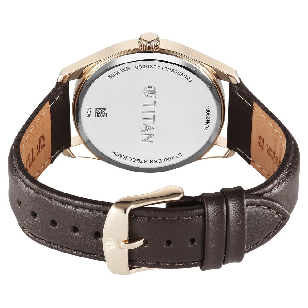Titan Neo Roman Analog with Anthracite Dial Brown Leather Strap Watch for Men
