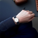 Titan Edge Quartz Analog White Dial Blue Leather Strap Watch For Men