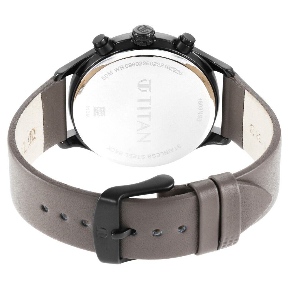 Titan Neo Silver Quartz Multifunction Leather Strap Watch for Men