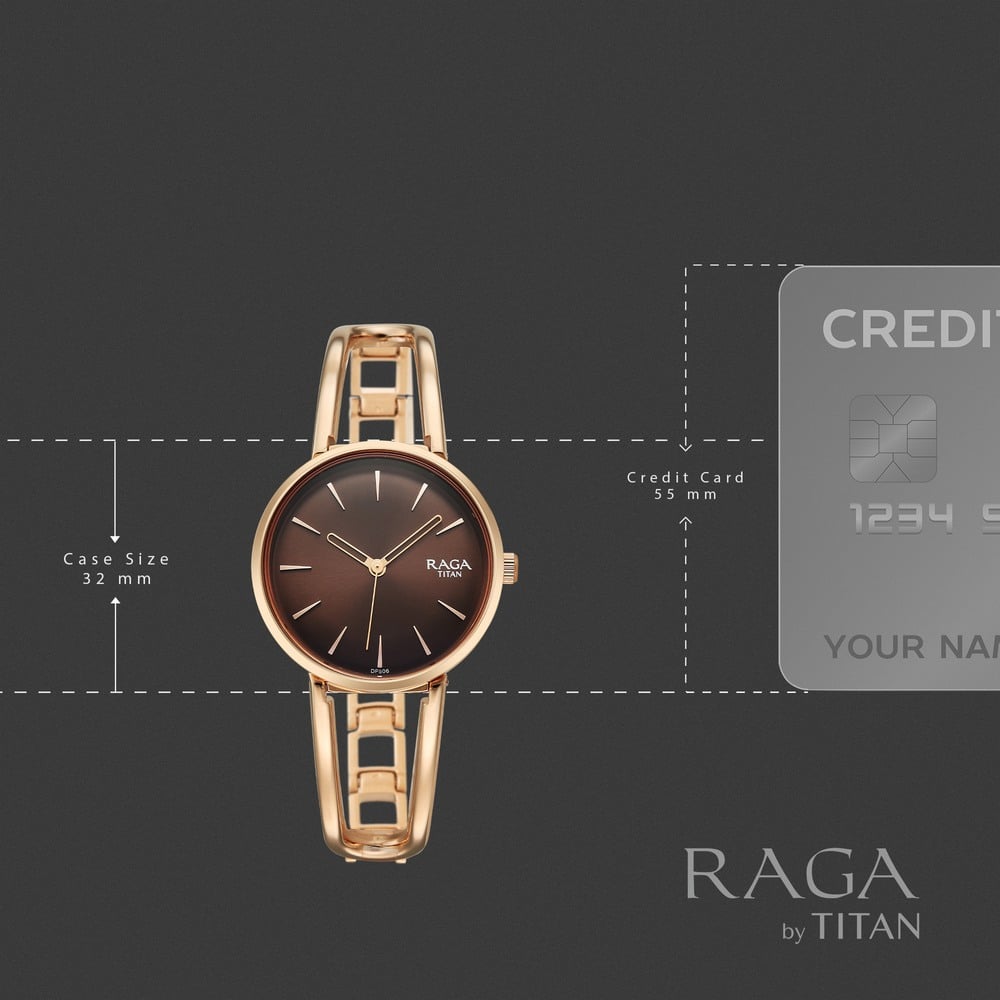 Titan Raga Afterglow Quartz Analog Brown Dial Rose Gold Metal Strap Watch For Women