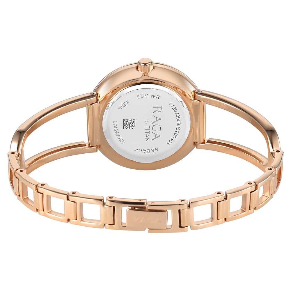 Titan Raga Afterglow Quartz Analog Brown Dial Rose Gold Metal Strap Watch For Women