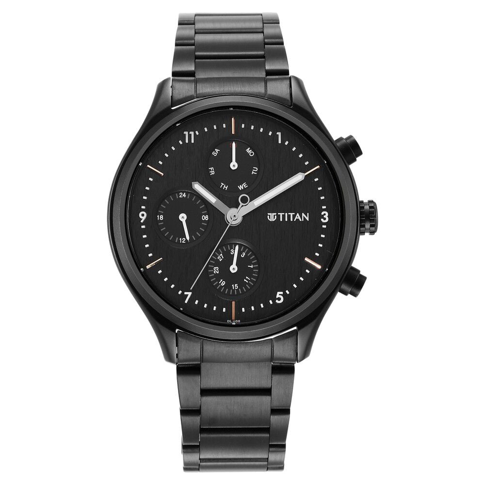 Titan Neo Black Dial Quartz Multifunction Stainless Steel Strap watch for Men