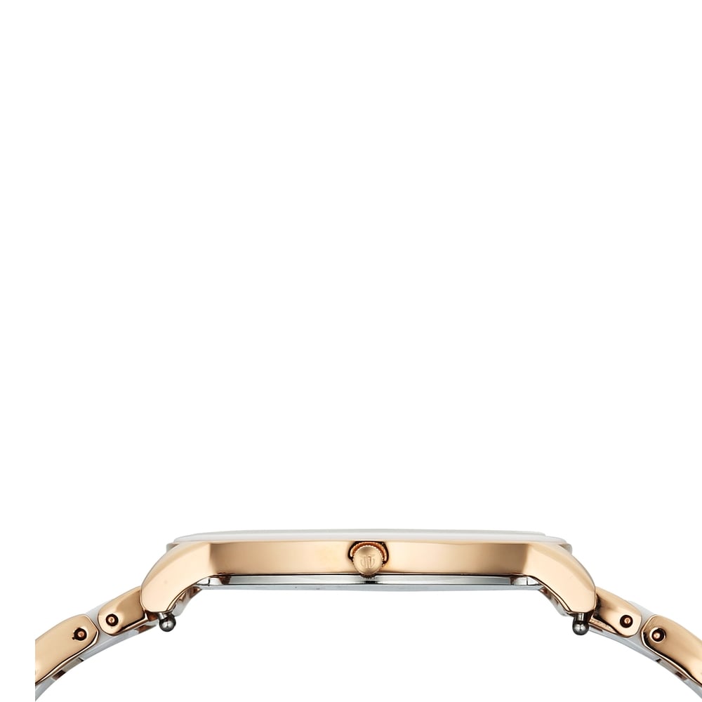 Titan Edge Melange Quartz Analog White Dial Pink Steel & Ceramic Strap Watch For Women