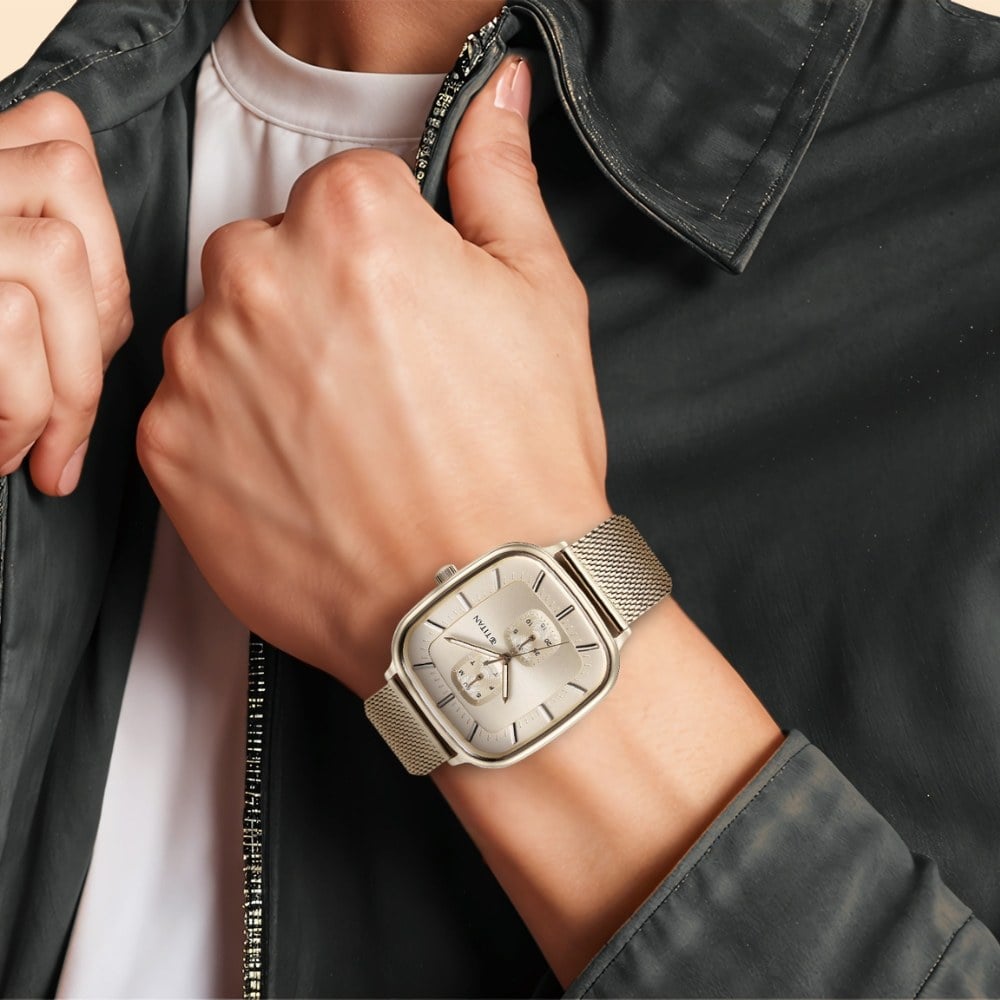 Titan Avant Garde Silver Dial Quartz Multifunction Stainless Steel Strap watch for Men