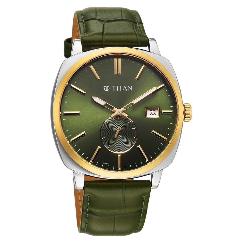 Titan Classique Suave Analog with Green Dial Green Leather Strap Watch for Men