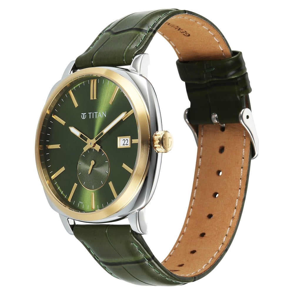 Titan Classique Suave Analog with Green Dial Green Leather Strap Watch for Men
