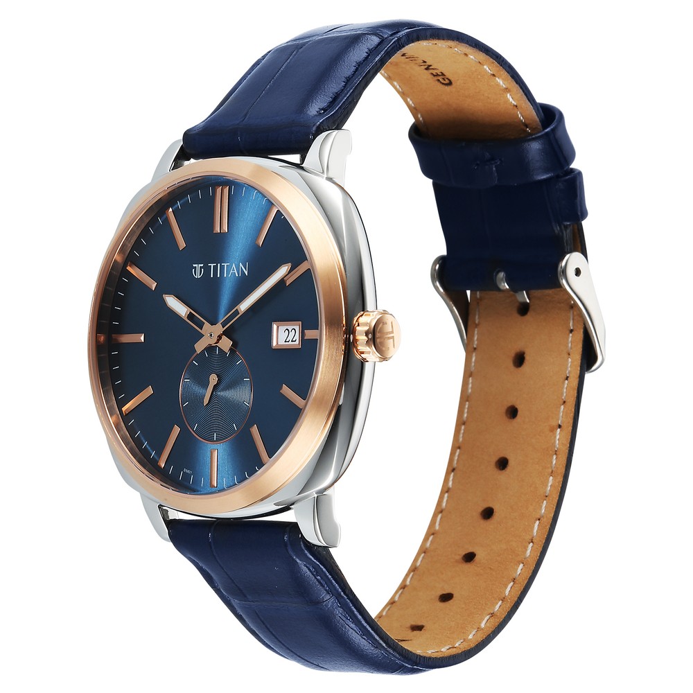 Titan Classique Suave Analog with Blue Dial Blue Leather Strap Watch for Men