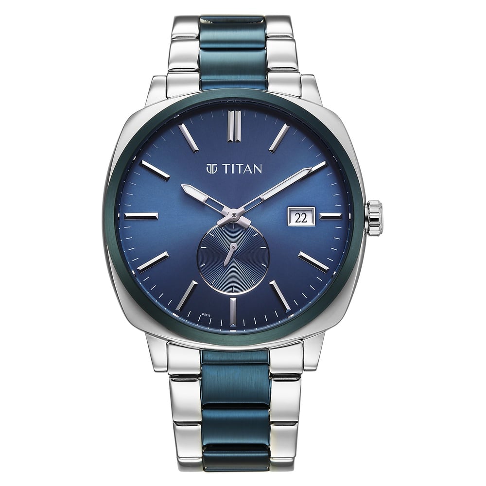 Titan Classique Suave Analog with Blue Dial Silver and Blue Stainless Steel Strap Watch for Men