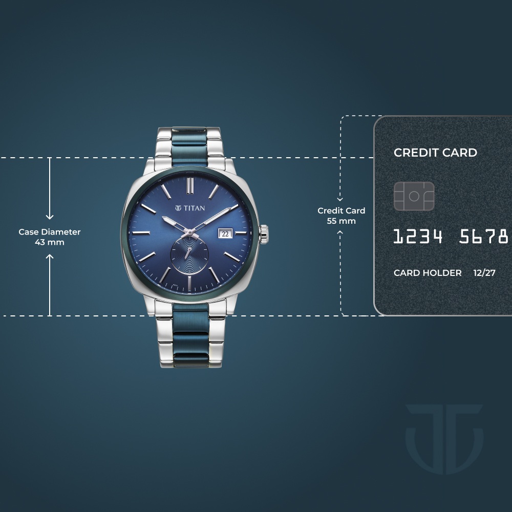 Titan Classique Suave Analog with Blue Dial Silver and Blue Stainless Steel Strap Watch for Men