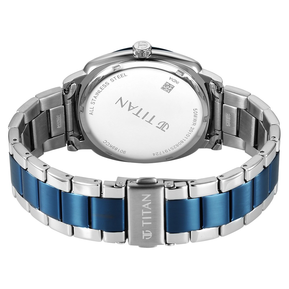 Titan Classique Suave Analog with Blue Dial Silver and Blue Stainless Steel Strap Watch for Men