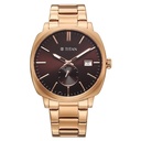 Titan Classique Suave Analog with Brown Dial Rose Gold Stainless Steel Strap Watch for Men