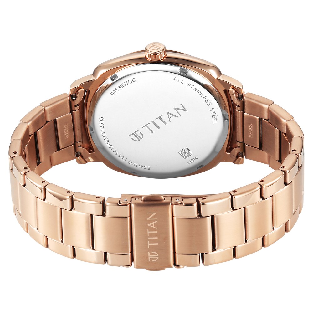 Titan Classique Suave Analog with Brown Dial Rose Gold Stainless Steel Strap Watch for Men