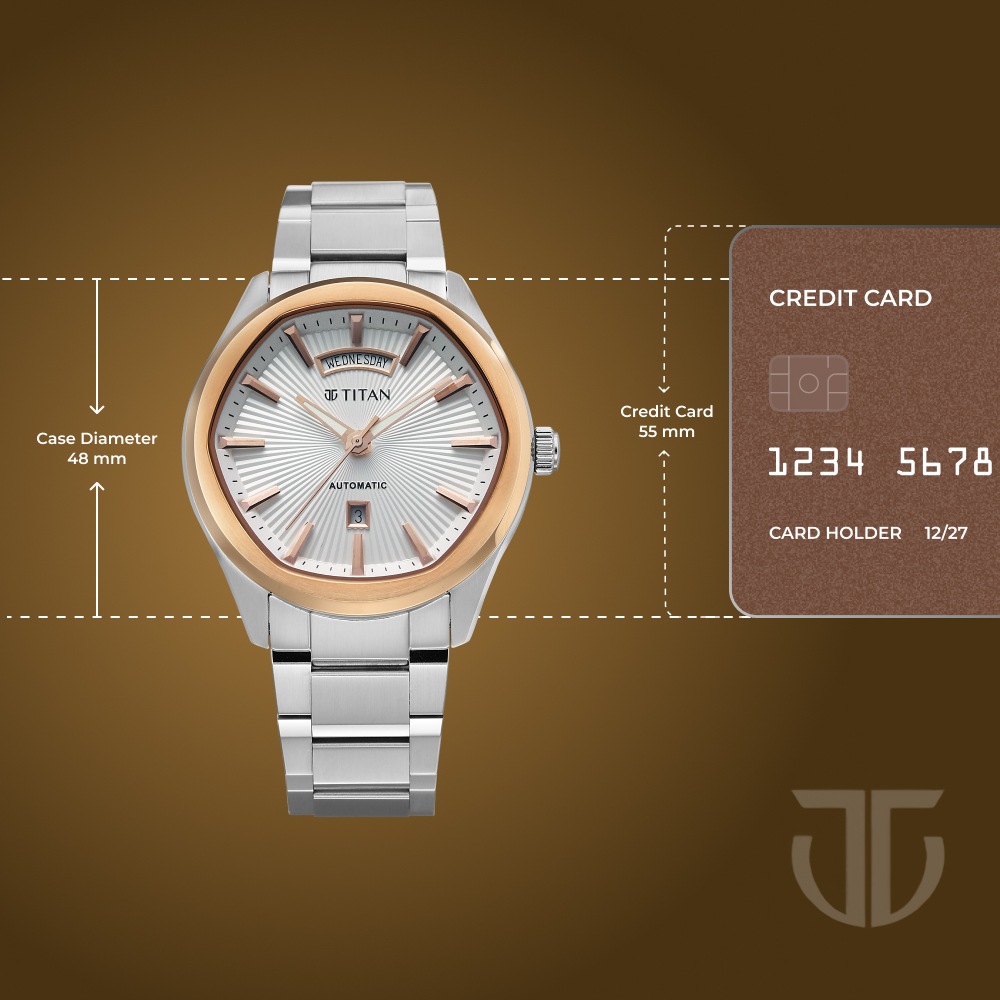 Titan Astral Concealed Automatic Analog with Silver White Dial Stainless Steel Strap Watch for Men