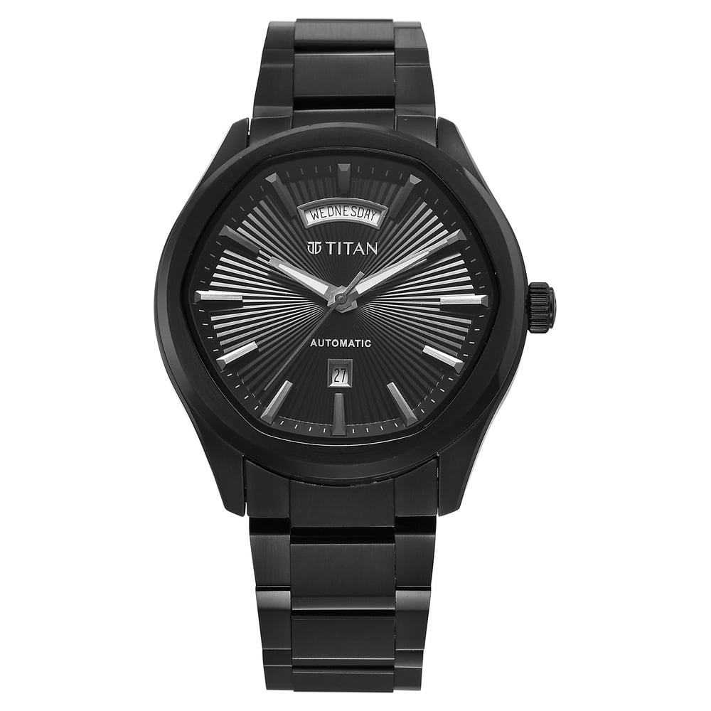 Titan Astral Concealed Automatic Analog with Black Dial Black Stainless Steel Strap Watch for Men