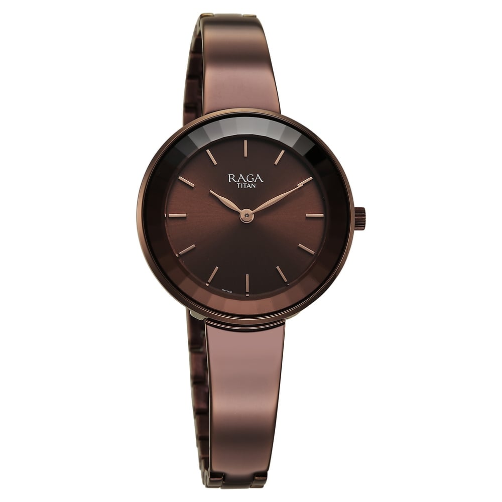 Titan Raga Showstopper Quartz Analog Brown Dial Metal Strap Watch For Women